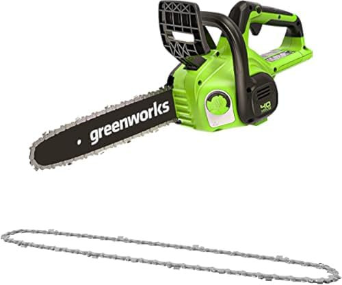 Greenworks Akku Kettensäge, 12 Zoll (30 cm) Blattlänge, OHNE 40V Akku & Ladegerät + Greenworks 30cm Ersatzkette für Kettensäge