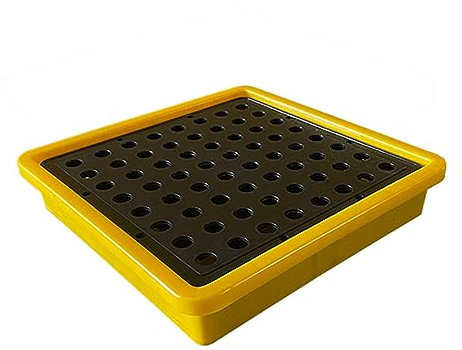 OLSKFUH Auffangwanne für 2 Fässer, Farbeimerwanne aus Polyethylen mit niedrigem Profil, Lagerung in Industriegaragen, Abnehmbarer Versand, Leakpro, Gelb, 1 Packung, 13,4