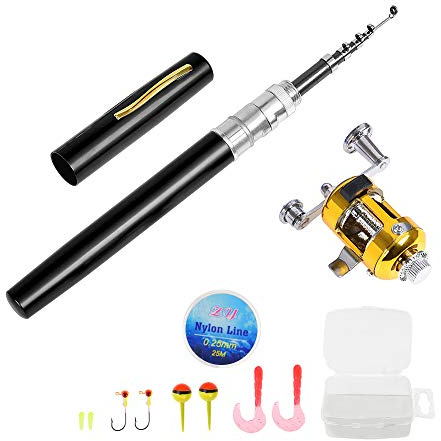 Canna da pesca e mulinello Combo Set penna telescopica tascabile canna da pesca con mini mulinello da pesca lenza esche morbide esche esche esche ami da pesca accessori da pesca