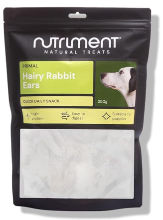 Natural Treats Air Dried Rabbit Ears with Fur for Dogs Dental Chews, 250g