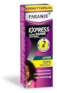 Paranix Lotion Express 2 Minutes est 100% Efficace contre les Poux de Tête, les Nymphes et les œufs/Lentes - 195ml