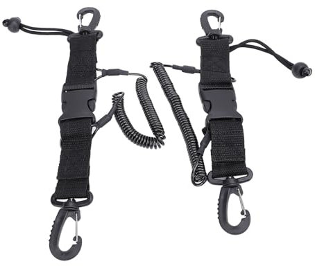 Luocute Tauch-Lanyard, 2er-Pack Feder-Spiral-Lanyard mit Schnellverschluss-Schnalle und Tauchflaggen-Gurtband für Kameras und Tauchlampen, Sichere Befestigung mit Federspiral-Nylonseil