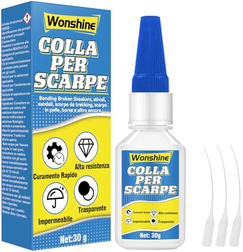 30 g Colla per Scarpe, Colla Scarpe Professionale, Con Testa Antiessiccazione, Colla Scarpe per Scarpe da Ginnastica, Scarpe di Pelle, Stivali, Sandali