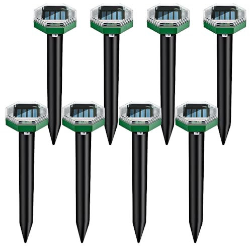 JOAASU Solar Ultrasonic Mole Repellent, 8 Pack Solar Mole Deterrent, Mole Deterrent Outdoor, Sonic Mole Repeller with Waterproof, Mole Deterrents for Gardens Suitable for Lawn, Garden, Yards