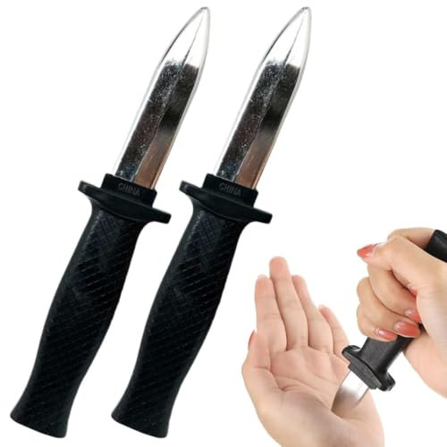 HAMKU Pugnale a Scomparsa in Plastica, Coltello Finto Divertente per Bambini e Adulti, Scherzo Parodia, Trucco Puntelli per Pesce d'Aprile, Halloween, 2 Pezzi