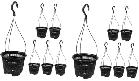 SUPVOX 12 Ensembles Pot de Fleur des Stands jardinière Suspendue à arrosage Automatique Pot pour orchidée Jardiniere Plastique Pots de Fleurs Ronds Pots de Fleurs Suspendus Ronds Black
