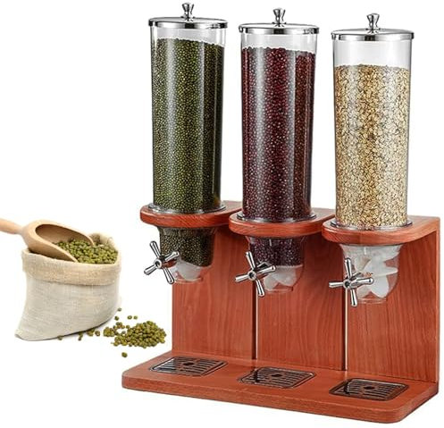 HNBYLMM Dry Food Dispenser 12L Cereal Containers Storage, Cereal Dispenser Countertop, Indispensable Dry Food Dispenser, Three Control, for Candy Nut Grain Oatmeal Snack,B
