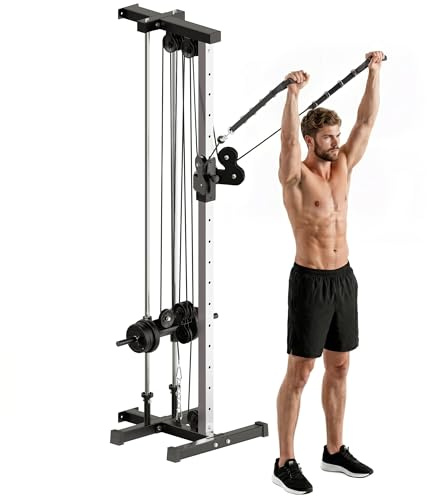 SPORTNOW Station de Musculation Montage Mural, Station à Double poulie réglable à 15 Positions, tirage Poitrine, LAT pulldown Machine, Haut du Corps, entraînement, Domicile, Fitness, Gym, Maison