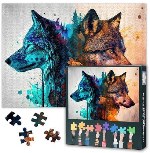 Wolf Puzzle 1000 Teile, Wild lebende Tiere Herausforderndes Rätsel | Lernspiele und wohnkultur, lebendige farben, wanddekoration für zu hause für geschenk größe, entspannendes hobby, 70 x 50 cm