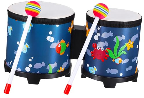 TOYANDONA Bongo Trommel mit Hohlem Design und Tragbar Niedlich Bedruckte Handtrommel für Anfänger und Party Auftritte im Unterwasserwelt Stil