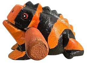 Traditional Wooden Croaking Frog Percussion Instrument, Orange and Black