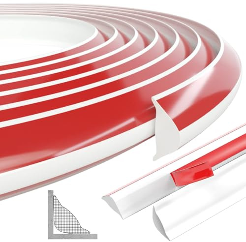 Yuragim Flexible Zierleisten Selbstklebend Deckenleisten, 3M 12mm*9mm TPE Dreieck Zierleiste für Fliesenkanten Decken und Wandübergang, Weiß Abschlussleiste Küchenarbeitsplatte für Wandkanten
