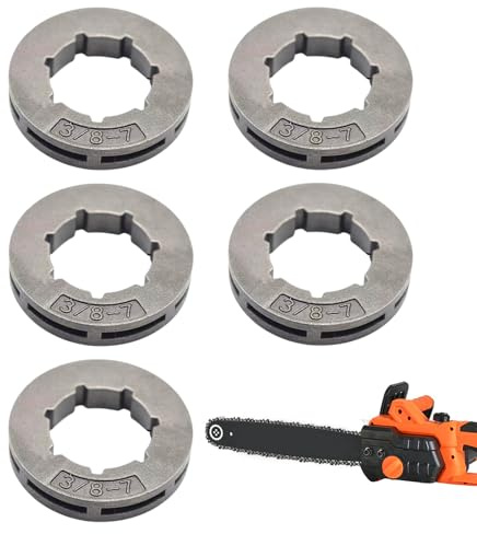 SVCEQZE 3/8-7 Zähne Ritzel | Motorsägen Ritzel Komplettset 5er Satz - Originalmaß 3/8-7 Zahn Motorsägen Schneidzubehör Ersatzteil