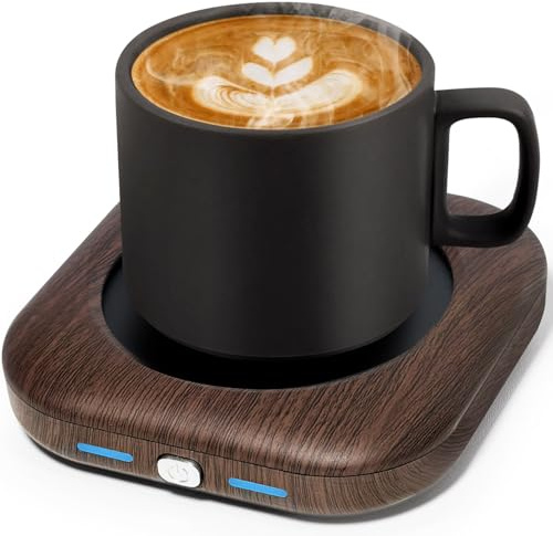 Zonopy Chauffe-tasse - Chauffe-tasse à café 24W pour bureau avec arrêt automatique après 4 heures, chauffe-bougie intelligent en bois à 3 températures - Idéal comme accessoire cadeau pour le café