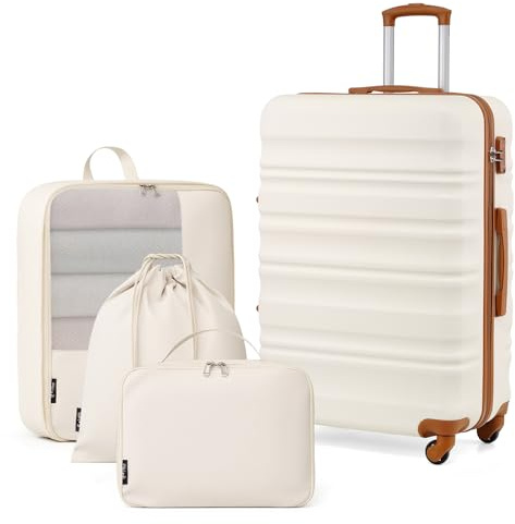 COOLIFE 28 ZollKofferset 4 Teilig, Hartschalenkoffer Set mit TSA Schloss, Reisekoffer mit 4 Rollen, Koffer Groß fur Lange Geschäftsreisen und Familienreisen, Enthält Reise-Organizertasche