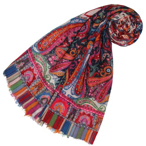 Lorenzo Cana - Damen Pashmina Schal Schaltuch aus weicher Wolle vom Merino Lamm Paisley Muster mehrfarbig bunt 70 cm x 180 cm Wollschal Wolltuch 78707