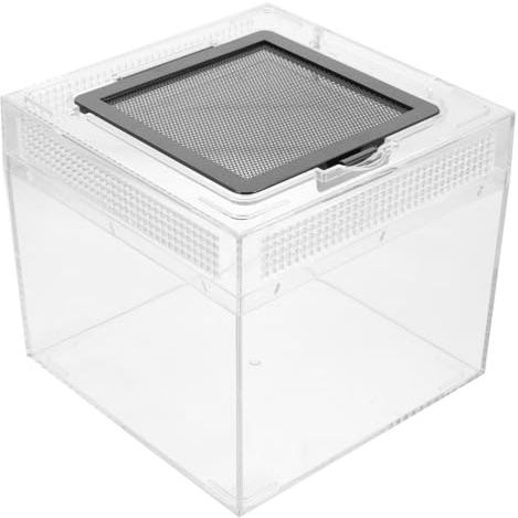 GARVALON Reptilien Schildkrötengehege mit Belüftung Transparente Terrarien Box für Spinnen Eidechsen Krabbeltiere Langlebiges Futterbehältnis mit Magnetischem Schiebedeckel Praktisches
