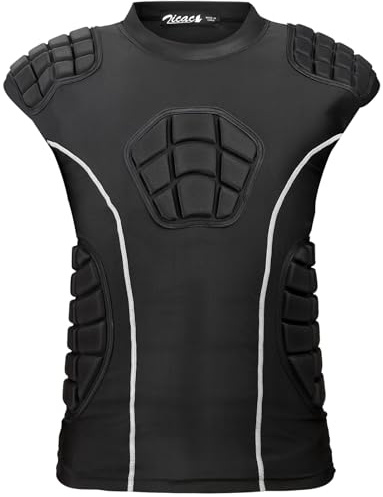 Zicac Maglia da Uomo Imbottita Compressione con Protezione Antiurto, Maniche Corte Maglia Sportiva Equipaggiamento Protettivo Pettorale Protezioni per Esterni/Fitness/Calcio/Basket/Sci/Rugby