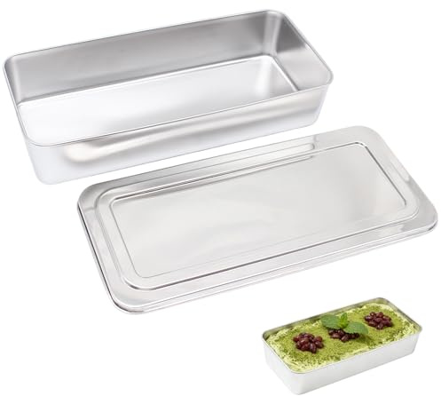 Tbintul Molde Rectangulares de Acero Inoxidable,33 x 15 x 6.5 cm Molde para Pan,Moldes Reposteria con Tapa,Moldes Bizcocho Rectangular para Pasteles Pan y Tostadas