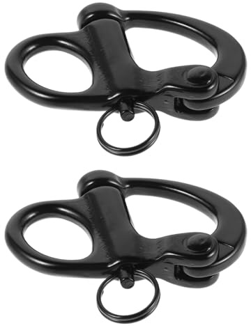 SUPVOX 2 Pièces Lot de 2 Manilles à Ressort Fixe Marine en Acier Inoxydable 69 Mm Noir, Crochet de Fixation à Dégagement Rapide pour Matériel Marin et Gréement de Voile, Accessoire