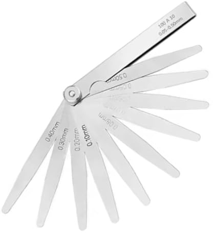 Set di spessimetri a 10 lame in acciaio inox, strumento di misurazione dello spessore metrico per la regolazione del gioco della valvola (0,05-0,50 mm), punte affusolate per spazi ristretti