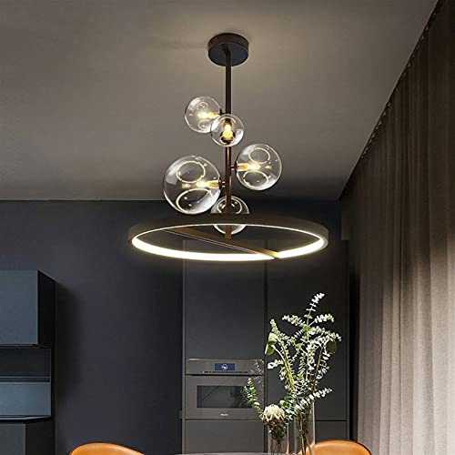 Lámpara de araña para dormitorio, luces colgantes de hierro para restaurante nórdico LED de 3000 K, fuente de luz G9, pantalla de cristal, iluminación de estudio para sala de estar sencilla (color: