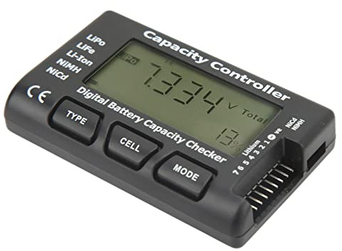 ViaGasaFamido Battery Voltage Meter, Lightweight ABS Battery Capacity Tester with Digital Display for Li Ion NiCd NiMH Batteries
