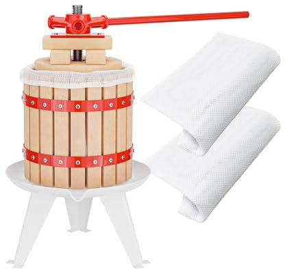Wiltec Obstpresse 12L Maischepresse mit 3 passenden Presstüchern Weinpresse aus Holz Apfelpresse Saftpresse