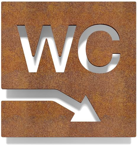 Vintage WC-Schild - selbstklebend - Retro Design Toiletten-Schild mit Pfeil rechts W-04-R