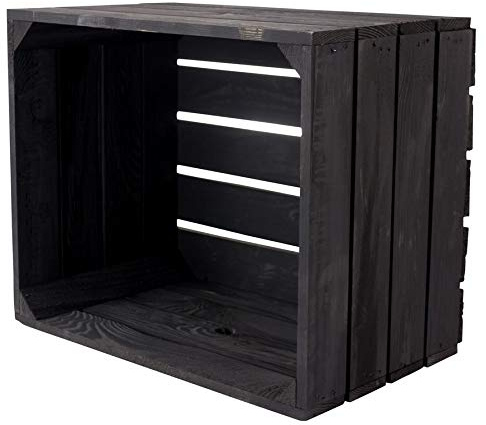 neue schwarze Obstkiste/Weinkiste 50cm x 40cm x 30cm „von Kontorei“ 1er Set Kiste Holzkiste Regal Wandregal Ablage mittel standardgroß