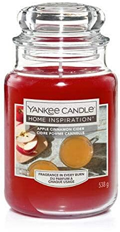 Yankee Candle - Candela in barattolo grande, accogliente profumo autunnale e piccante di sidro di mele con cannella, chiodi di garofano e spicchi di arancia e limone