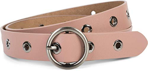 styleBREAKER Damen Leder Gürtel mit Nieten und glänzender Oberfläche, Echtleder, kürzbar 03010103, Farbe:Altrose, Größe:95cm