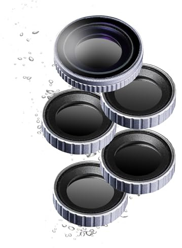 Walimex pro Juego de filtros para dji Osmo Action CPL/ND MC – Kit de ND4 ND8 ND16 ND32 y Filtro polarizador de 16 Capas de Vidrio Templado Resistente a los arañazos y al Aceite Resistente al Agua,