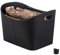relaxdays 10028790_60 Panier à bûches XL, Range Bois de cheminée, revues Porte-journaux Similicuir, Noir