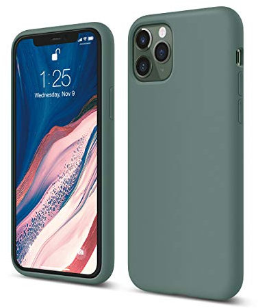 elago Silicone Case for iPhone 11 Pro (5.8 inches), All-Round Protection: 3-Layer Case, Night Green