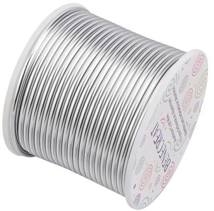 BENECREAT 10 Gauge (2,5 mm) Silber Jewelry Craft Aluminiumdraht 25 m/80 Fuß Biegbarer Metall-Modellierdraht für die Herstellung von Blumenmodellen