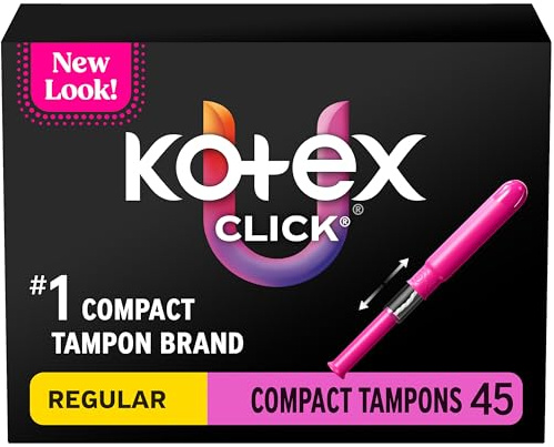 U by Kotex Tamponi, Click Compact, assorbimento regolare, inodore, 45 pezzi