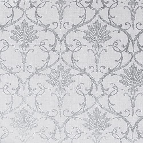 Arthouse ArtiSTICK Divine Damask Grey Peel and Stick Self Adhesive Wallpaper 6m Long - Great for Upcycling Furniture - Cabinets Kitchen Drawers Shelves - Peel & Stick 300217, Single Roll
