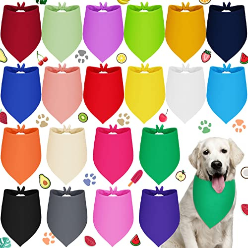 Saintrygo 20 Pcs Plain Dog Bandanas Bulk for Puppy Dogs Heat Transfer Adjustable Pet Bandanas Blank DIY Triangle Sublimation Washable Puppy Bibs Scarfs for Small Medium Large Pet(32 x 22 x 22 Inches)