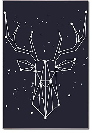banjado Glas Magnettafel (50 x 75cm) - Magnetwand Glas - Magnetpinnwand als Memoboard - Pinnwand Magnettafel Küche, Büro, Kinderzimmer - Sternbild Hirsch