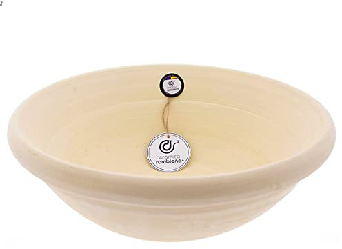 CERÁMICA RAMBLEÑA | Lebrillo tradicional | Lebrillo de barro grande | Ensaladeras originales | Ensaladeras grandes | Lebrillo Arcilla Rambleña | 100% Hecho a mano | 27x27x10 cm