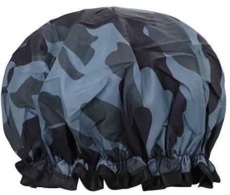Lakifmo Shower Cap, Luxury Double Layer Silky Satin Shower Caps for Women Long Hair, Large Waterproof Shower Cap Men, Reusable Bath Shower Hat for Kids (Camouflage)