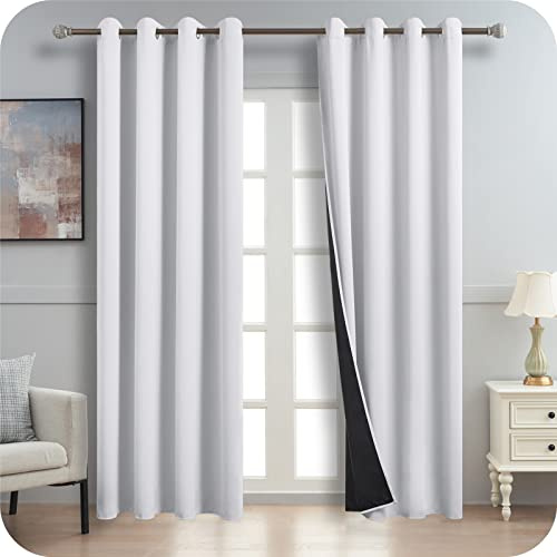 MRTREES 100 % blickdichte Vorhänge, modern, 2-teilig, 140 x 225 cm, weiß-grau, wärmeisolierend, für Wohn-, Ess- und Küchenraum, Schlafzimmer, mit Ösen