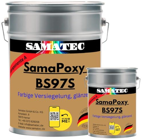 2K Bodenbeschichtung Bodenversiegelung Bodensiegel Bodenfarbe Betonfarbe Versiegelung glänzend auf Epoxidharzbasis SamaPoxy BS97S 1Kg (RAL 7016 Anthrazitgrau)