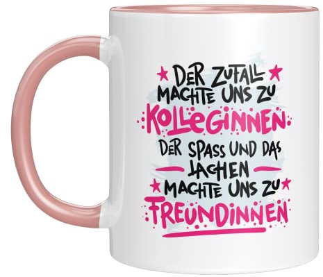 TassenTicker - Der Zufall machte uns zu Kolleginnen - Freundinnen - Geschenk - Kollegin - Geschenkidee - Büro - Arbeit - Arbeitsplatz - Geburtstagsgeschenk (Rosa)
