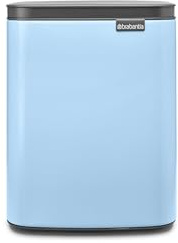Brabantia - Poubelle de 7L - Petite & élégante - Ouverture facile & fermeture souple - Hygiénique et peu encombrante - Fixation murale - pour salle de bain, toilettes, bureau à domicile - Dreamy Blue