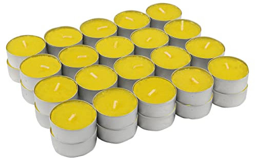 60 Stück Duftkerzen Teelichter Citronella Duft, Gelb Duftteelichter Citronella