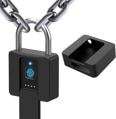 Schlüssel Vorhängeschloss mit Silikonabdeckung eLinkSmart Großes Bluetooth Fingerabdruck Schlüsselsicherung - Wasserdichtes Torvorhängeschloss ​für den Außenbereich Remote-Autorisierung