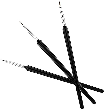 Lot de 3 pinceaux fins pour nail art, pinceaux minces pour nail art miniatures, pinceaux à ongles pour brèves, détails, nuances, lignes allongées