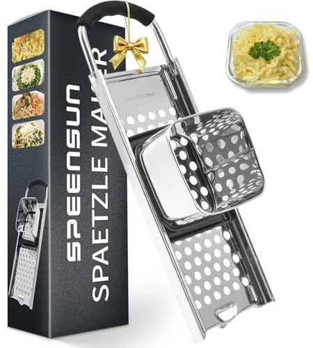 Rabot à spätzle, râpe à spätzle, presse à spätzle en acier inoxydable avec poignée en caoutchouc, passoire idéale pour les spätzles et boutons faits maison